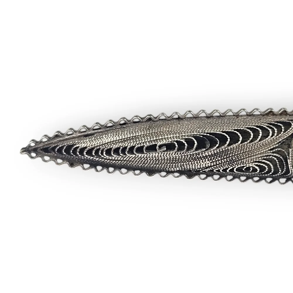 Victorian Cannetille Sterling Brooch Flower Filigree Antique Spun Silver 925